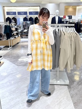 「GLOBAL WORK（グローバルワーク）のアイテム（キャミソール）」を使った、オカピさん（レディース・154cm）の春コーディネート