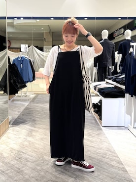 「GLOBAL WORK（グローバルワーク）のBIGシシュウシュシュ/493525（シュシュ、ホワイト系）」を使った、オカピさん（レディース）の春コーディネート