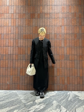 「URBAN RESEARCH(アーバンリサーチ)のnew basic WOOL LINEN JACKET(テーラードジャケット、ブラック系)」を使った、imamuraemiさん(レディース・160cm)の秋コーディネート