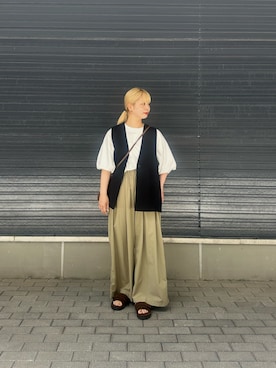 「URBAN RESEARCH(アーバンリサーチ)のバルーンカットソー(Tシャツ/カットソー、ホワイト系)」を使った、imamuraemiさん(レディース・159cm)の春コーディネート