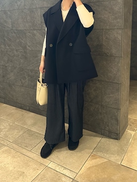 「トレンド秋素材コーデ」｜「アイテム（その他アウター）」を使った、imamuraemiさん（レディース・159cm）の秋コーディネート