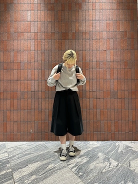 「URBAN RESEARCH(アーバンリサーチ)のコットンナイロンハーフパンツ(その他パンツ、ブラック系)」を使った、imamuraemiさん(レディース・160cm)の秋コーディネート