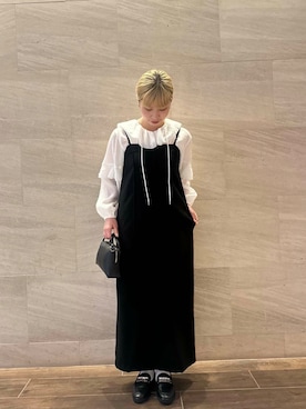 「ブラウスが主役の春コーデ」｜「アイテム（ワンピース/ドレス）」を使った、imamuraemiさん（レディース・159cm）の春コーディネート