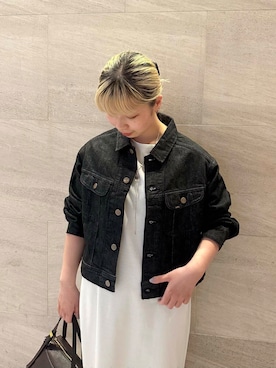 「アイテム（デニムジャケット）」を使った、imamuraemiさん（レディース・159cm）の夏コーディネート