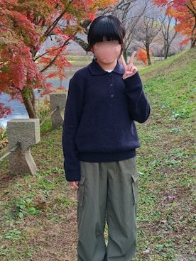 「アイテム（カーゴパンツ）」を使った、Aiiiiiさん（キッズ・148cm）の秋コーディネート