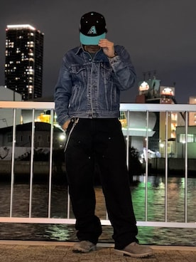 「アイテム（デニムジャケット）」を使った、RAYZOらいぞーさん（メンズ・175cm）の秋コーディネート