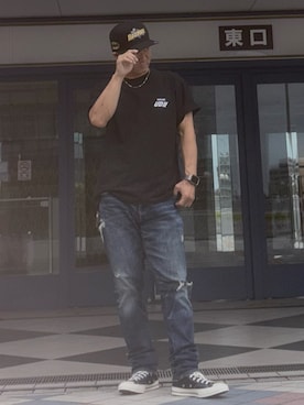 「UNIQLO（ユニクロ）のザ・ブランズ UT/リラックスフィット（Tシャツ/カットソー）」を使った、RAYZOらいぞーさん（メンズ・175cm）の夏コーディネート