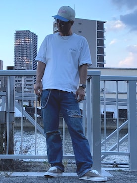 「アイテム（キャップ）」を使った、RAYZOらいぞーさん（メンズ・175cm）の夏コーディネート