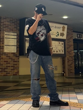 「アイテム（キャップ）」を使った、RAYZOらいぞーさん（メンズ・175cm）の秋コーディネート