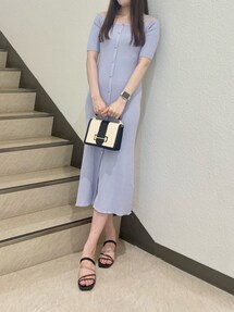 2WAYナローストラップ釦付きニットワンピース｜マーキュリー