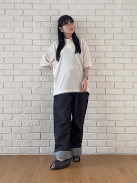 「tk.TAKEO KIKUCHI（ティーケータケオキクチ）のアイテム（パンツ）」を使った、madokaさん（レディース・159cm）の夏コーディネート