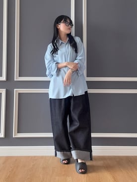 「tk.TAKEO KIKUCHI（ティーケータケオキクチ）のアイテム（パンツ）」を使った、madokaさん（レディース・159cm）の夏コーディネート