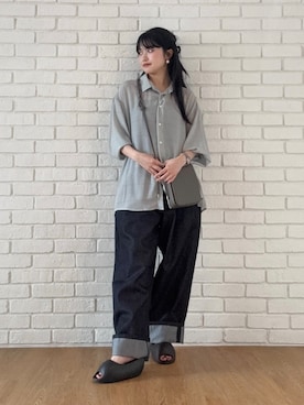 「tk.TAKEO KIKUCHI（ティーケータケオキクチ）のアイテム（パンツ）」を使った、madokaさん（レディース・159cm）の夏コーディネート