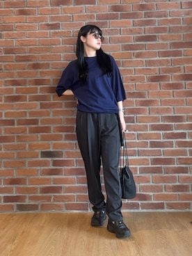 「tk.TAKEO KIKUCHI（ティーケータケオキクチ）のアイテム（パンツ）」を使った、madokaさん（レディース・159cm）の夏コーディネート