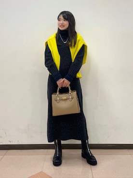 「リブニット」｜「アイテム（その他）」を使った、madokaさん（レディース・159cm）の冬コーディネート