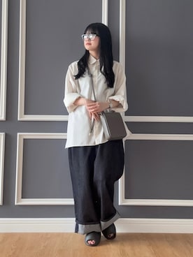 「tk.TAKEO KIKUCHI（ティーケータケオキクチ）のアイテム（パンツ）」を使った、madokaさん（レディース・159cm）の夏コーディネート