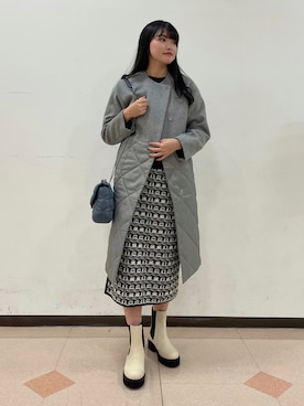 「大人ガーリー」｜「アイテム（ノーカラーコート）」を使った、madokaさん（レディース・159cm）の秋コーディネート