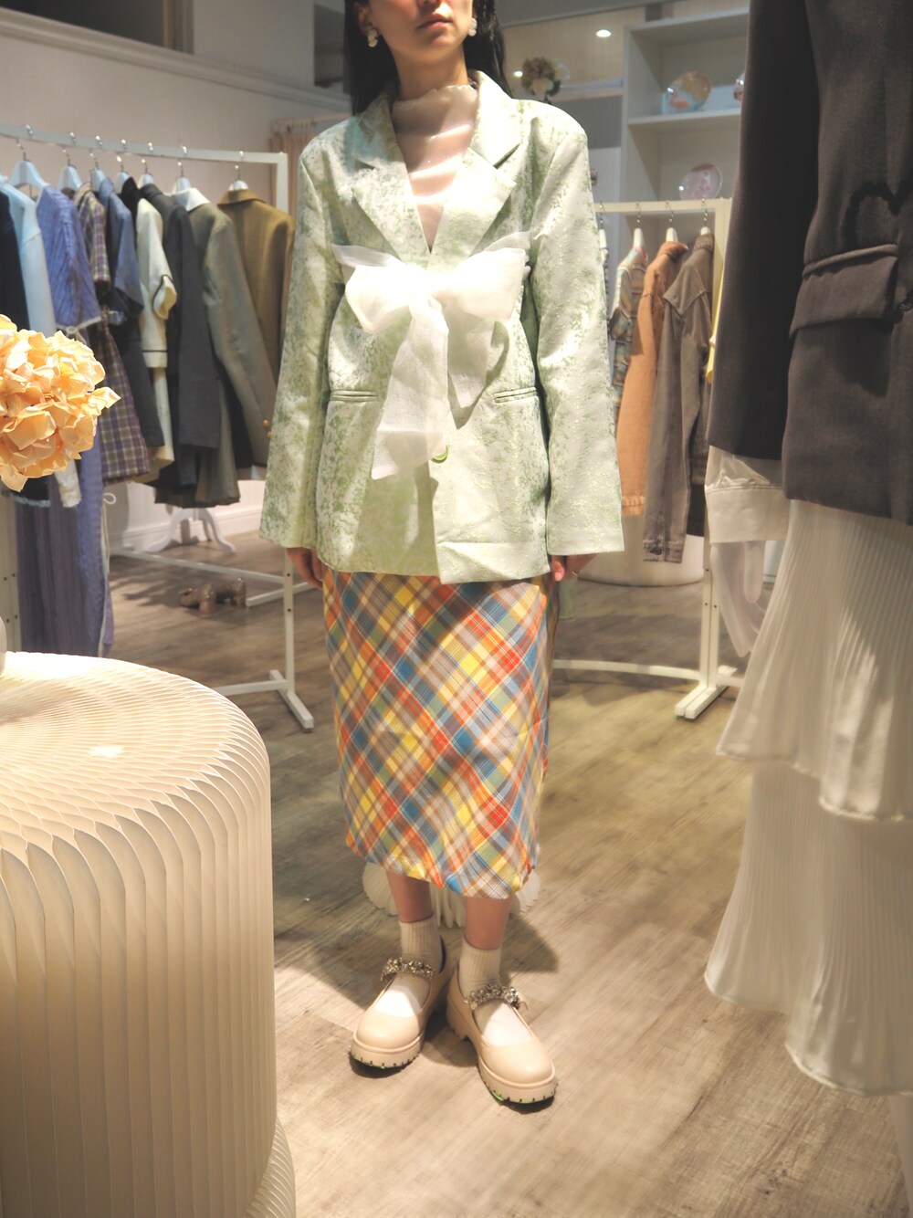 LA POMME petit（ラポミ・プチ）の「Front Ribbon Textile Mint