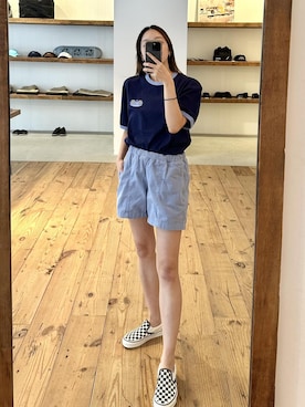 「Saturdays NYC（サタデーズ ニューヨークシティ ）のアイテム（その他パンツ）」を使った、MINAMIさん（レディース・162cm）の夏コーディネート