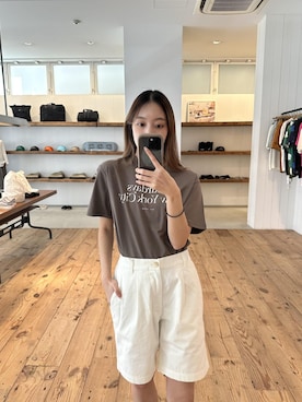 「Saturdays NYC（サタデーズ ニューヨークシティ ）のアイテム（その他パンツ）」を使った、MINAMIさん（レディース・162cm）の夏コーディネート