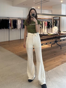 「Saturdays NYC（サタデーズ ニューヨークシティ ）のアイテム（その他パンツ）」を使った、MINAMIさん（レディース・161cm）の夏コーディネート