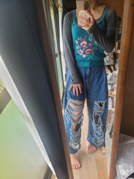 「GU（ジーユー）のアイテム（T Shirts、グレー系）」を使った、ゆめみさん（レディース・157cm）の春コーディネート