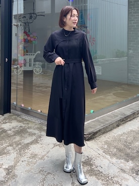 「シャツワンピ」｜MAKOさん（レディース・172cm）の冬コーディネート