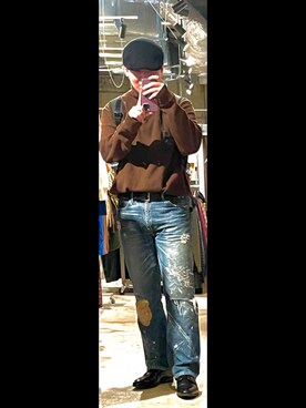 「ハンチング」｜「アイテム（その他アウター）」を使った、ヨースケさん（メンズ・171cm）の春コーディネート