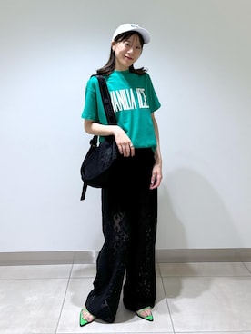 「ADAM ET ROPE'（アダムエロペ）のレースラインパンツ（その他パンツ）」を使った、すがわらさん（レディース・160cm）の夏コーディネート