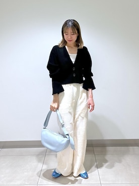 「アイテム（バレエシューズ、ブルー系）」を使った、すがわらさん（レディース・160cm）の春コーディネート