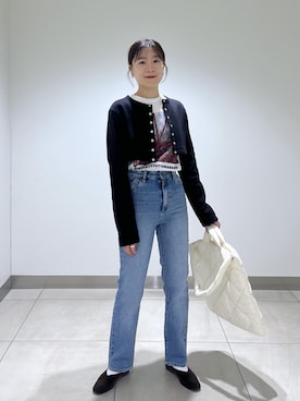 「短丈トップス」｜すがわらさん（レディース・161cm）の秋コーディネート