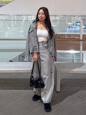 「アイテム（デニムジャケット）」を使った、HITOMIさん（レディース・148cm）の秋コーディネート