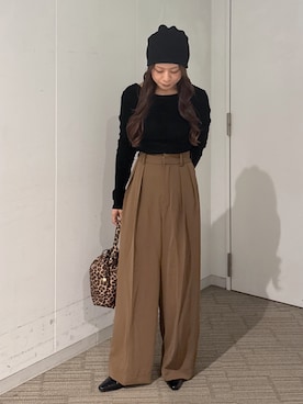 「アイテム（ニットキャップ/ビーニー）」を使った、HITOMIさん（レディース・148cm）の秋コーディネート