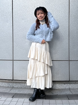 「FREE'S MART（フリーズマート）のアイテム（ハンチング/ベレー帽）」を使った、HITOMIさん（レディース・148cm）の冬コーディネート