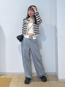 「いいね&フォロー よろしくお願いします☺︎」｜「アイテム（スラックス）」を使った、HITOMIさん（レディース・148cm）の春コーディネート