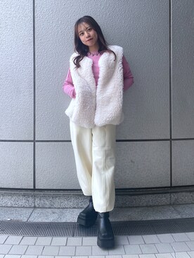 「いいね&フォロー よろしくお願いします☺︎」｜「アイテム（その他アウター）」を使った、HITOMIさん（レディース・148cm）の秋コーディネート