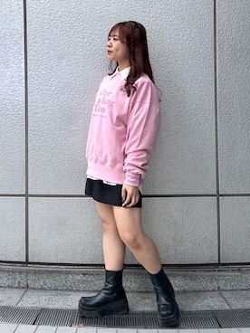 「いいね&フォロー よろしくお願いします☺︎」｜「アイテム（スウェット）」を使った、HITOMIさん（レディース・148cm）の春コーディネート