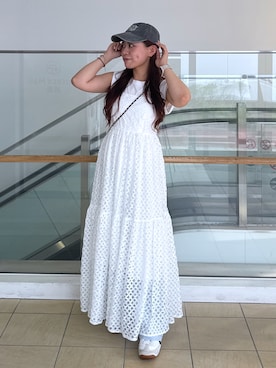 「アイテム（帽子）」を使った、HITOMIさん（レディース・148cm）の夏コーディネート