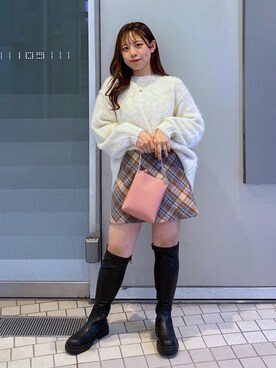 「いいね&フォロー よろしくお願いします☺︎」｜「アイテム（ブーツ）」を使った、HITOMIさん（レディース・148cm）の秋コーディネート