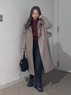 「アイテム（ステンカラーコート）」を使った、HITOMIさん（レディース・148cm）の冬コーディネート