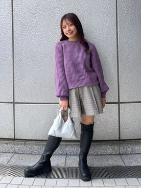 「いいね&フォロー よろしくお願いします☺︎」｜「アイテム（ブーツ）」を使った、HITOMIさん（レディース・148cm）の秋コーディネート