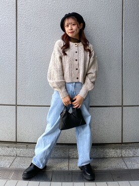 「いいね&フォロー よろしくお願いします☺︎」｜「アイテム（ハンチング/ベレー帽）」を使った、HITOMIさん（レディース・148cm）の秋コーディネート
