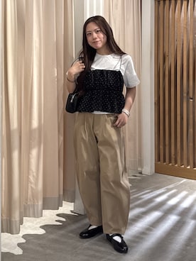 「FREE'S MART（フリーズマート）の◆ダブルメリージェーン（パンプス、ブラック系）」を使った、HITOMIさん（レディース・148cm）の春コーディネート