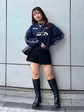 「いいね&フォロー よろしくお願いします☺︎」｜「アイテム（スウェット）」を使った、HITOMIさん（レディース・148cm）の冬コーディネート