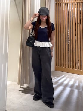 「FREE'S MART（フリーズマート）のロングＤカンベルト（ベルト、ブラック系）」を使った、HITOMIさん（レディース・148cm）の春コーディネート