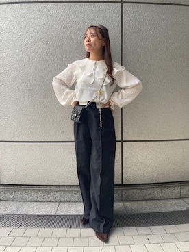 「いいね&フォロー よろしくお願いします☺︎」｜「アイテム（スラックス）」を使った、HITOMIさん（レディース・148cm）の秋コーディネート