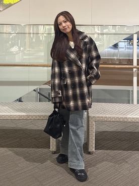 「アイテム（ピーコート）」を使った、HITOMIさん（レディース・148cm）の冬コーディネート