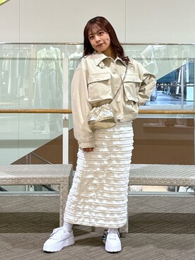 「いいね&フォロー よろしくお願いします☺︎」｜「アイテム（ブルゾン）」を使った、HITOMIさん（レディース・148cm）の春コーディネート
