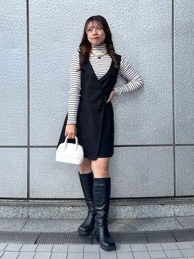 「いいね&フォロー よろしくお願いします☺︎」｜「アイテム（ワンピース/ドレス）」を使った、HITOMIさん（レディース・148cm）の冬コーディネート