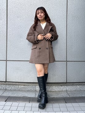 「新星WEARISTAにエントリー」｜「アイテム（ピーコート）」を使った、HITOMIさん（レディース・148cm）の冬コーディネート